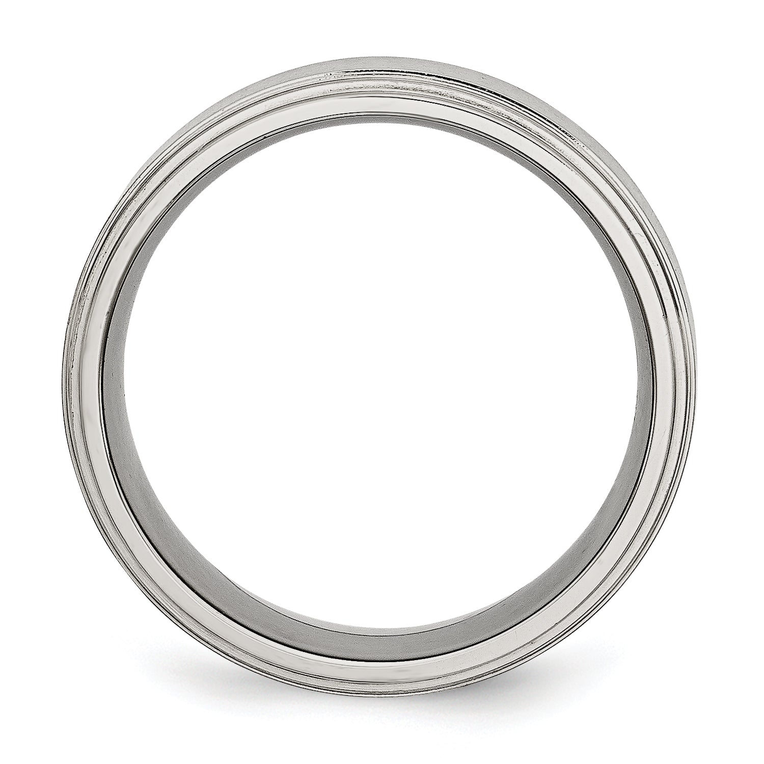 Ridged Edge Comfort-Fit Wedding Band in Stainless Steel, 8mm Secondary image