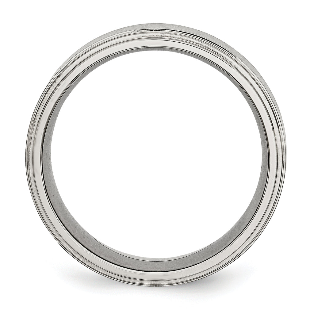Ridged Edge Comfort-Fit Wedding Band in Stainless Steel, 8mm