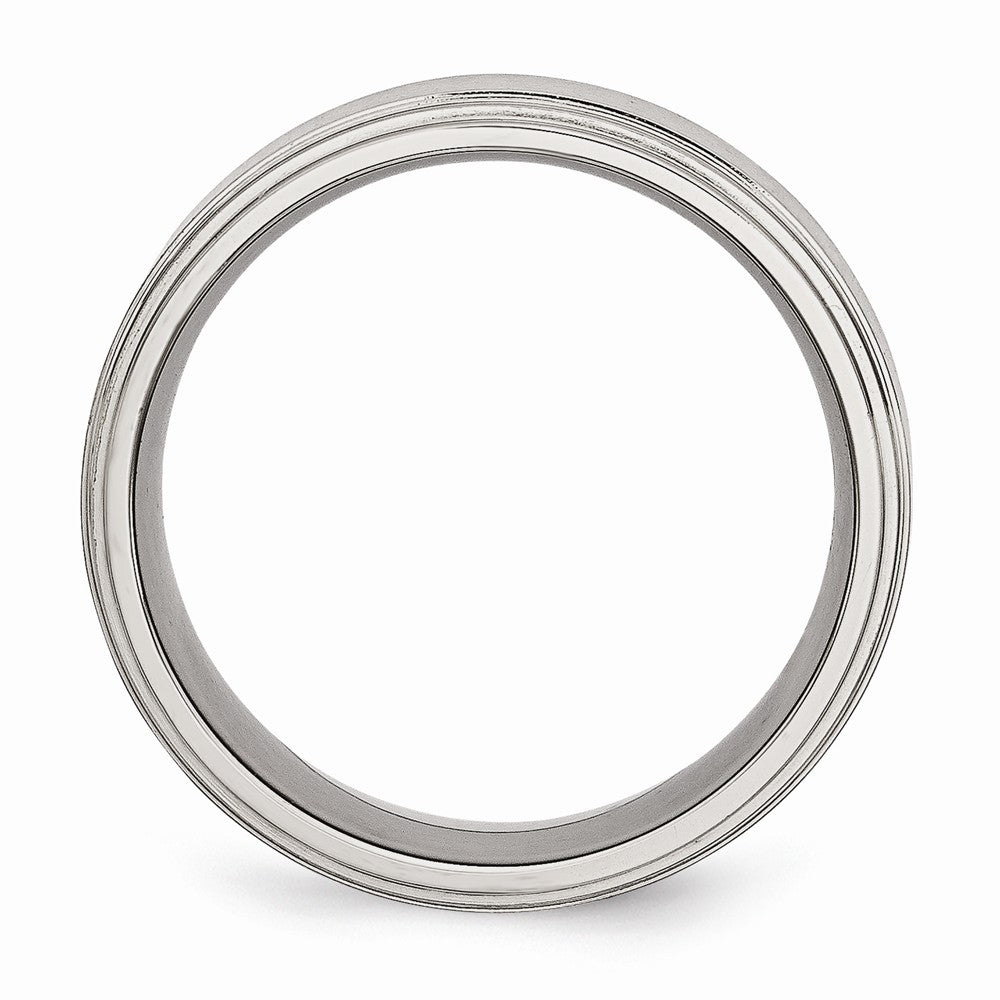 Ridged Edge Comfort-Fit Wedding Band in Stainless Steel, 8mm