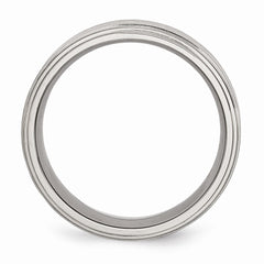Sophia Jewelers Stainless Steel Ridged Edge 8mm Comfort Fit Wedding Band