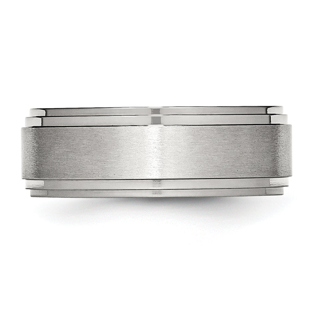 Ridged Edge Comfort-Fit Wedding Band in Stainless Steel, 8mm