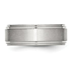 Ridged Edge Comfort-Fit Wedding Band in Stainless Steel, 8mm
