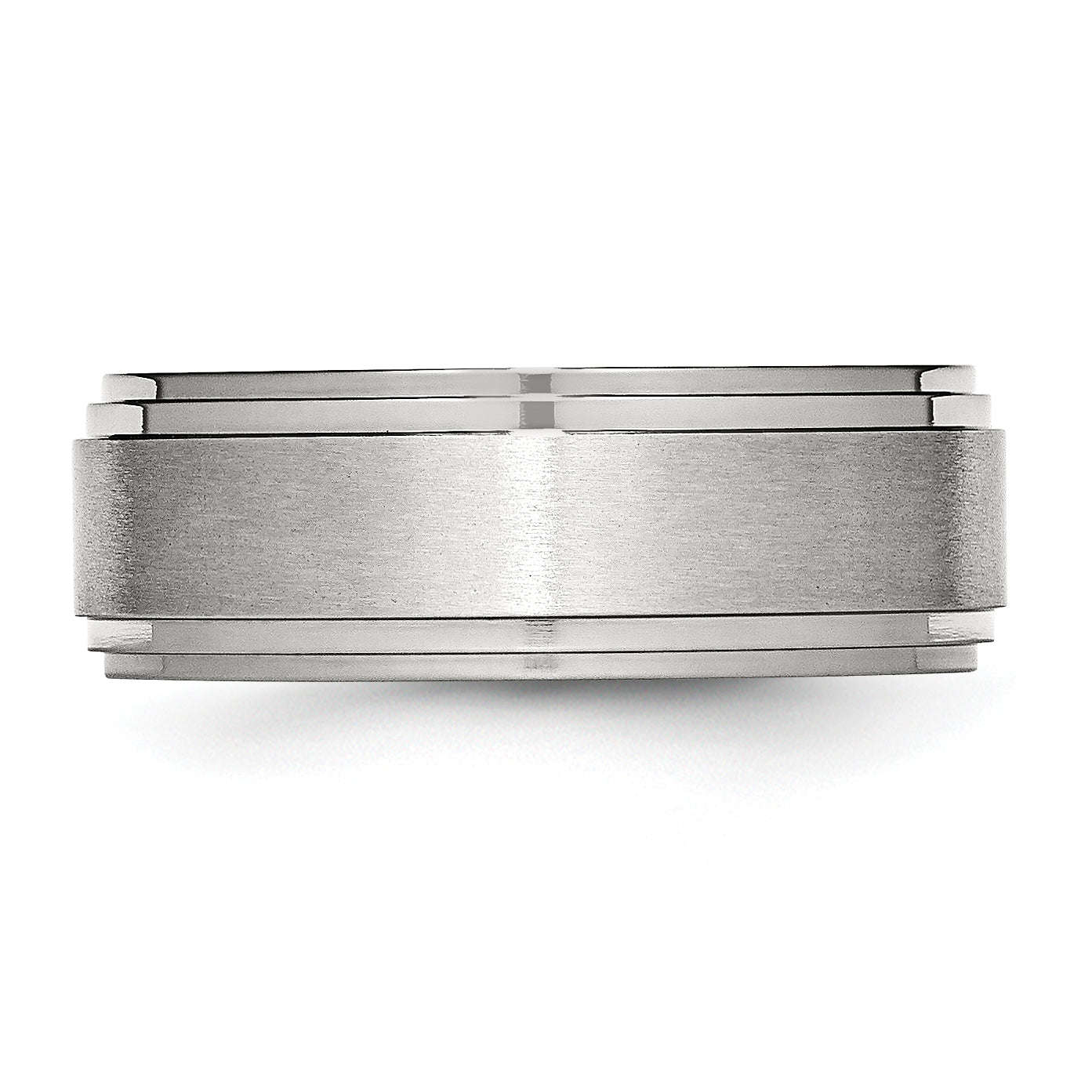 Ridged Edge Comfort-Fit Wedding Band in Stainless Steel, 8mm