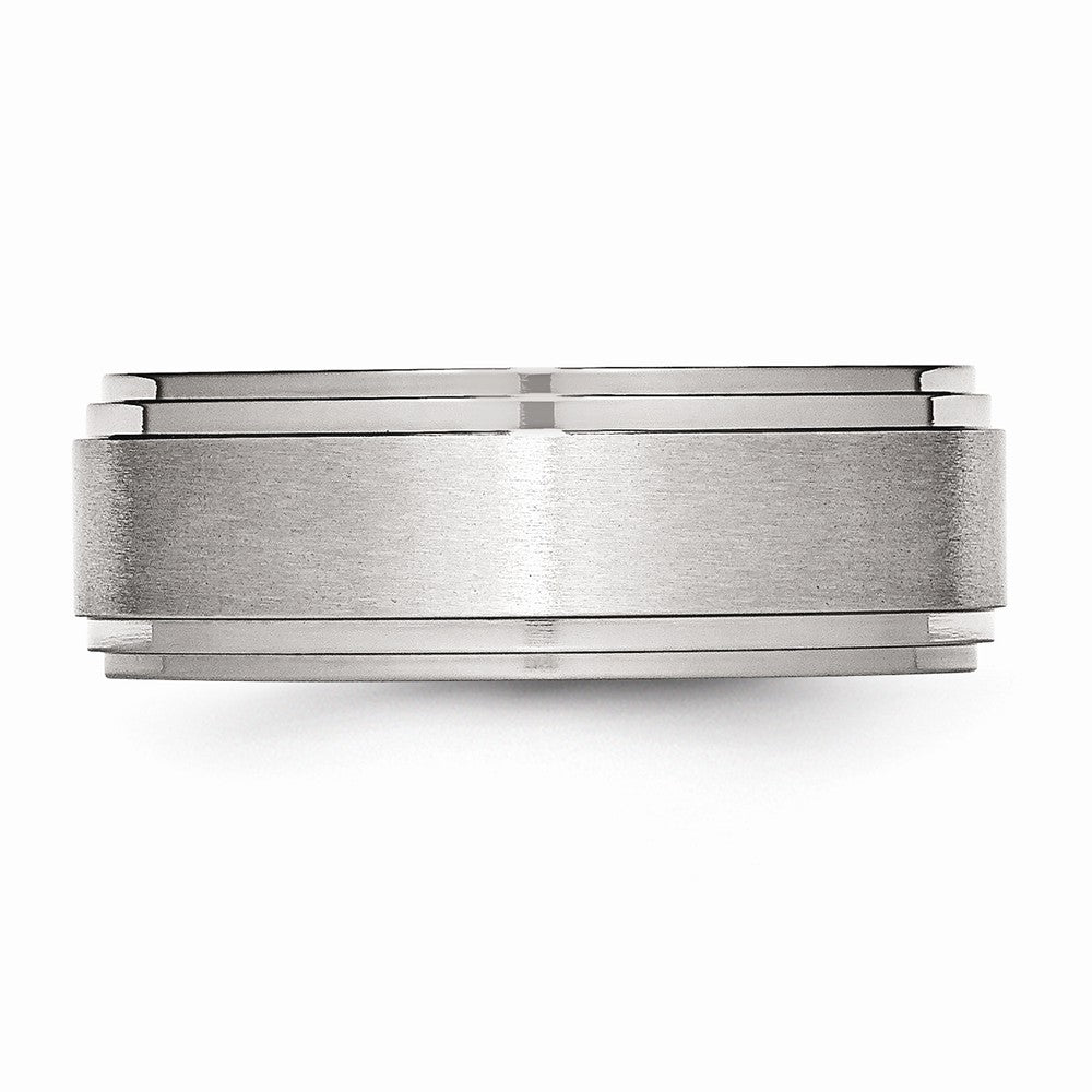 Ridged Edge Comfort-Fit Wedding Band in Stainless Steel, 8mm