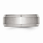 Ridged Edge Comfort-Fit Wedding Band in Stainless Steel, 8mm