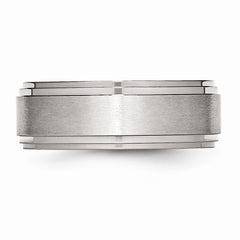 Sophia Jewelers Stainless Steel Ridged Edge 8mm Comfort Fit Wedding Band