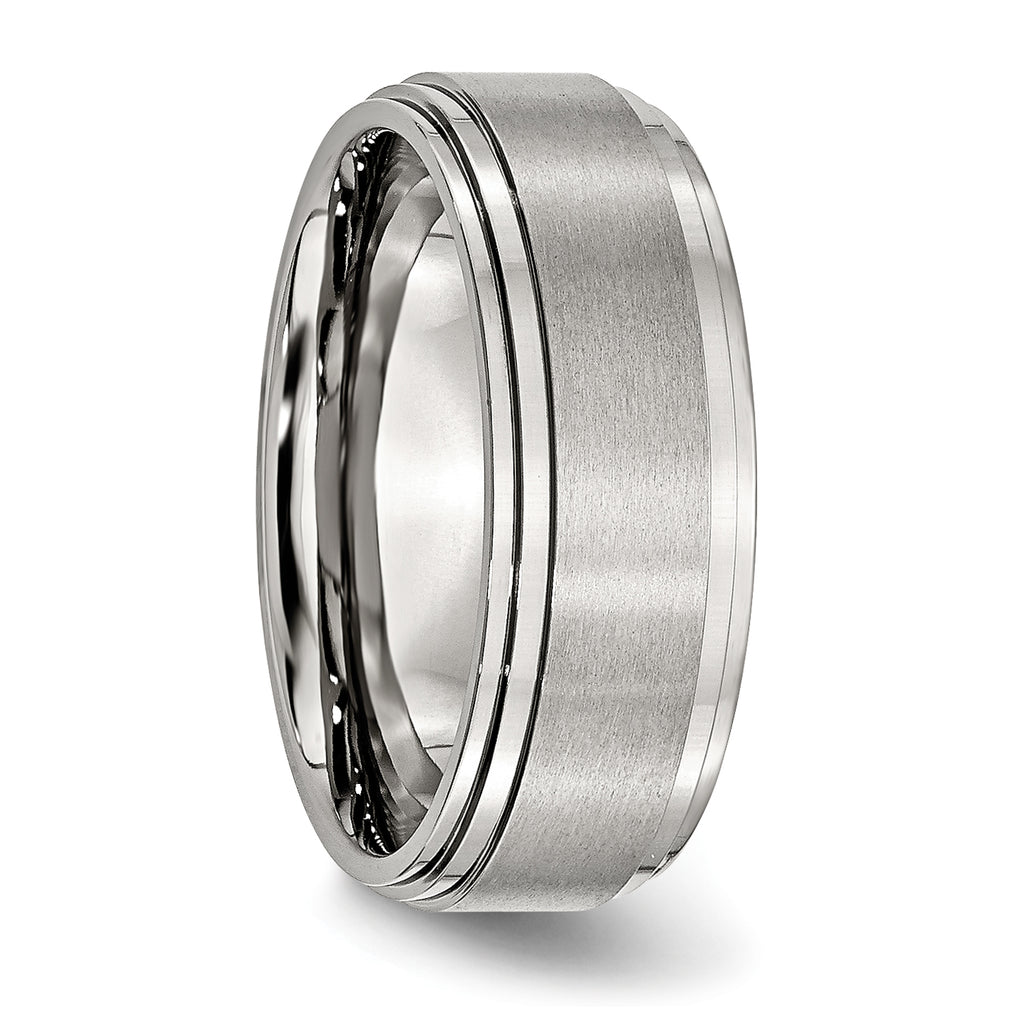 Ridged Edge Comfort-Fit Wedding Band in Stainless Steel, 8mm