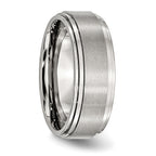 Ridged Edge Comfort-Fit Wedding Band in Stainless Steel, 8mm
