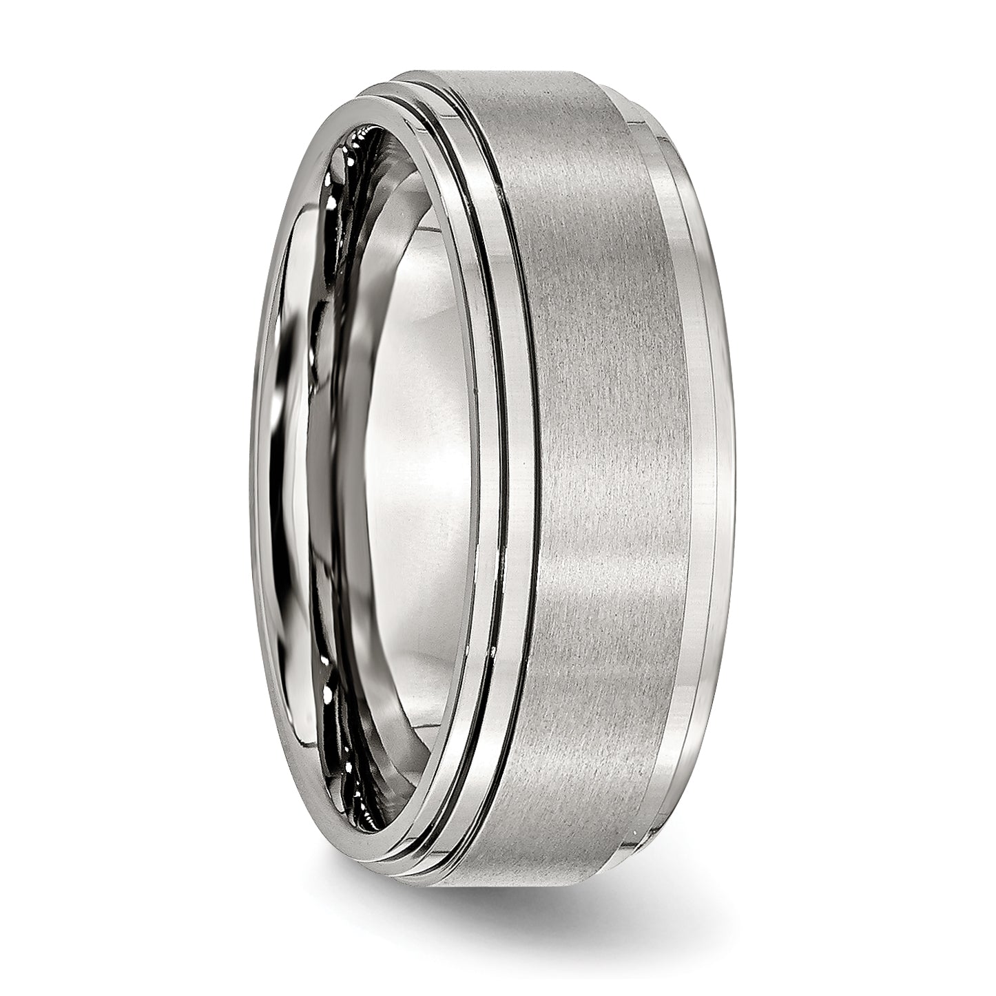 Ridged Edge Comfort-Fit Wedding Band in Stainless Steel, 8mm