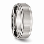 Ridged Edge Comfort-Fit Wedding Band in Stainless Steel, 8mm