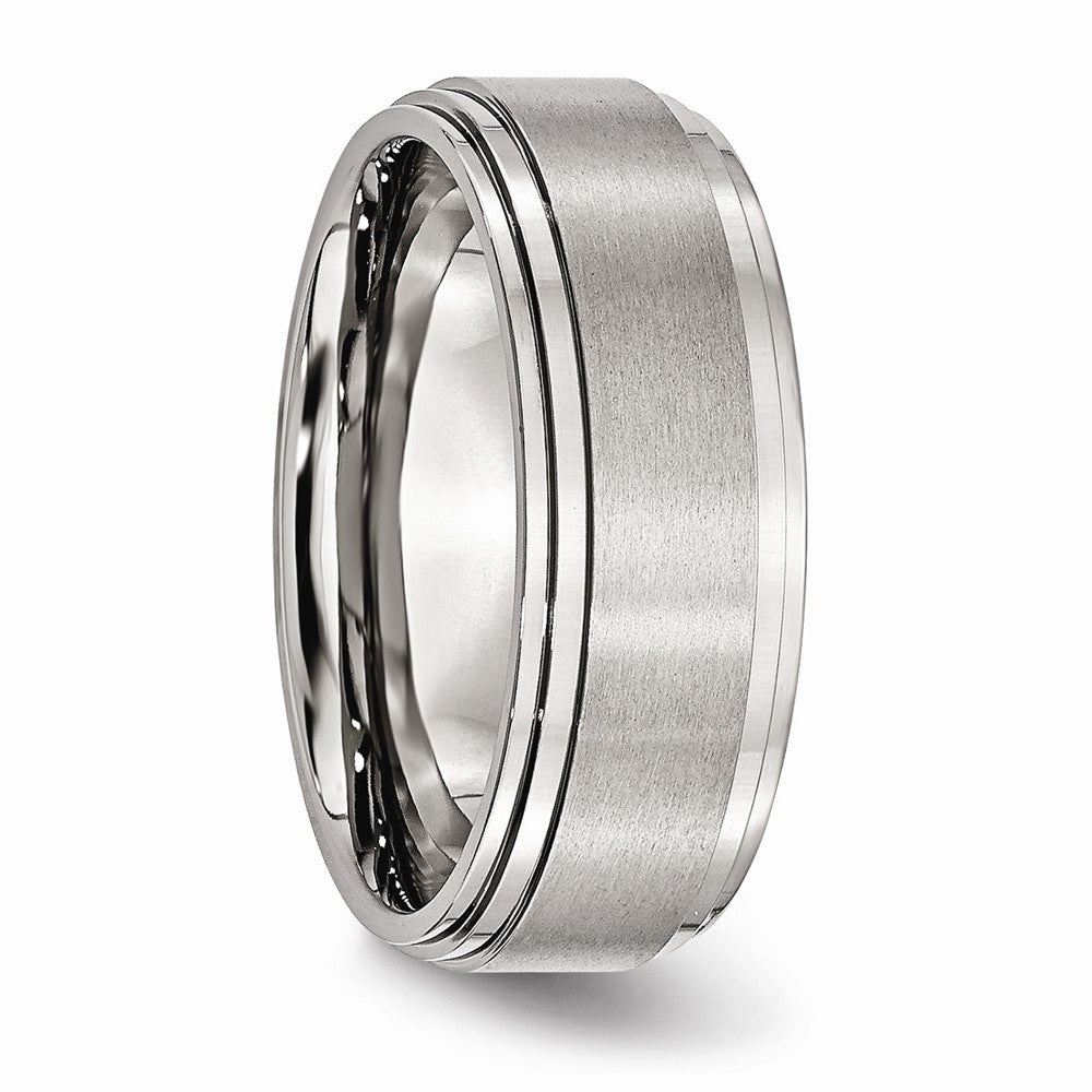 Ridged Edge Comfort-Fit Wedding Band in Stainless Steel, 8mm