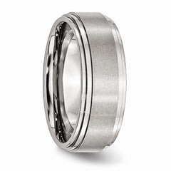 Sophia Jewelers Stainless Steel Ridged Edge 8mm Comfort Fit Wedding Band