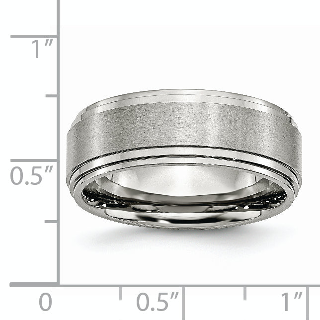 Ridged Edge Comfort-Fit Wedding Band in Stainless Steel, 8mm