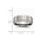 Stainless Steel Ridged Edge 8mm Brushed and Polished Band