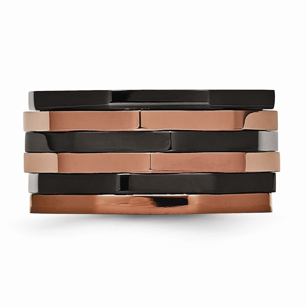 Stainless Steel Fashion Ring with Black & Brown IP-Plating Polished Finish