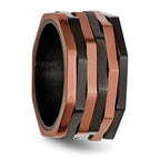 Black & Brown IP-Plated Band Ring in Stainless Steel, 12mm
