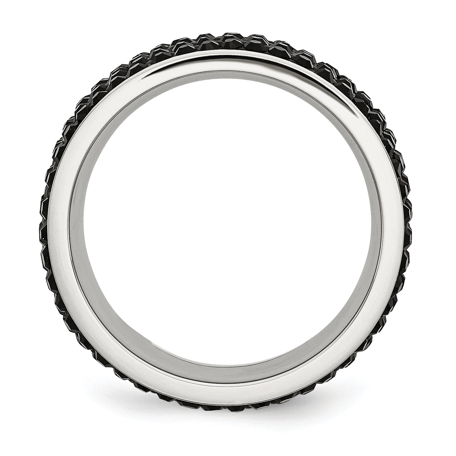 Stainless Steel Polished with Black Crystal 9mm Band Secondary image
