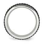 Stainless Steel Polished with Black Crystal 9mm Band