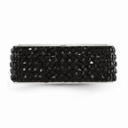 Stainless Steel Eternity Ring with Black Crystals Polished Modern Design