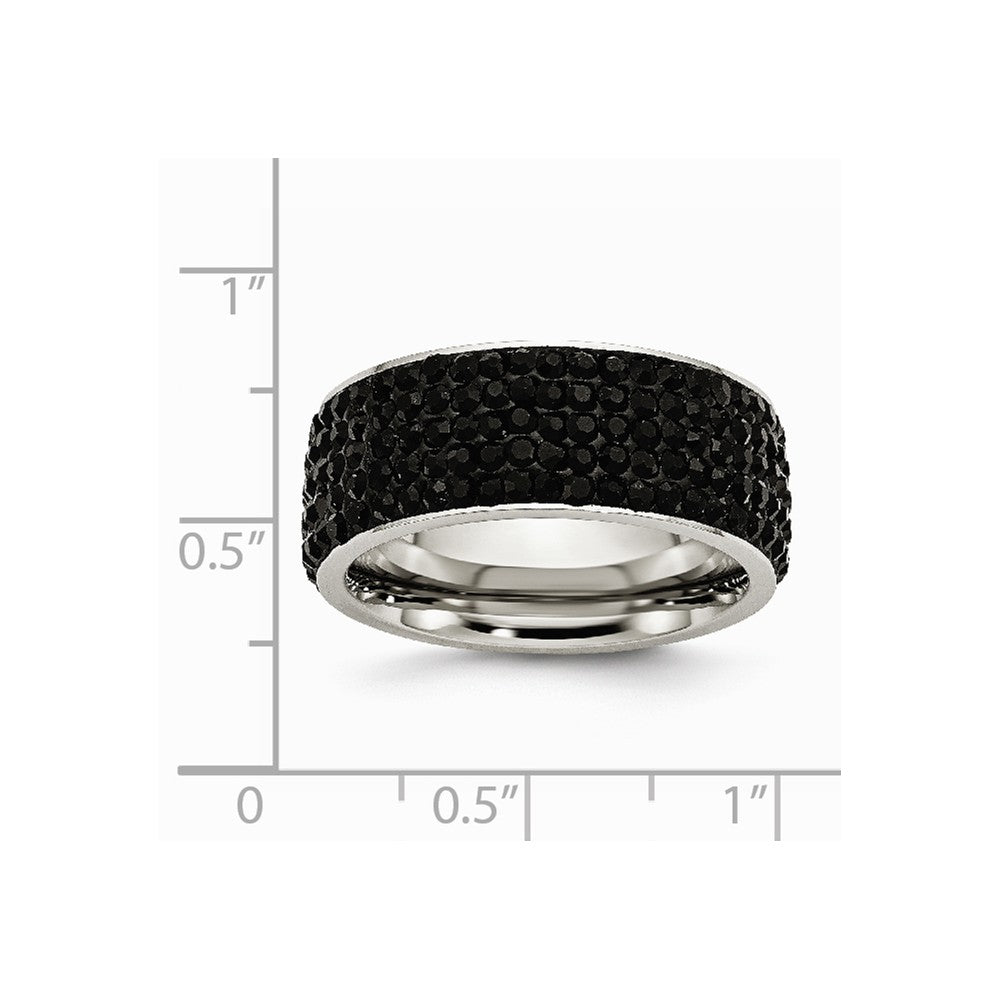 Stainless Steel Black Crystal 9mm Eternity Ring