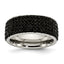 Stainless Steel Eternity Ring with Black Crystals Polished Modern Design