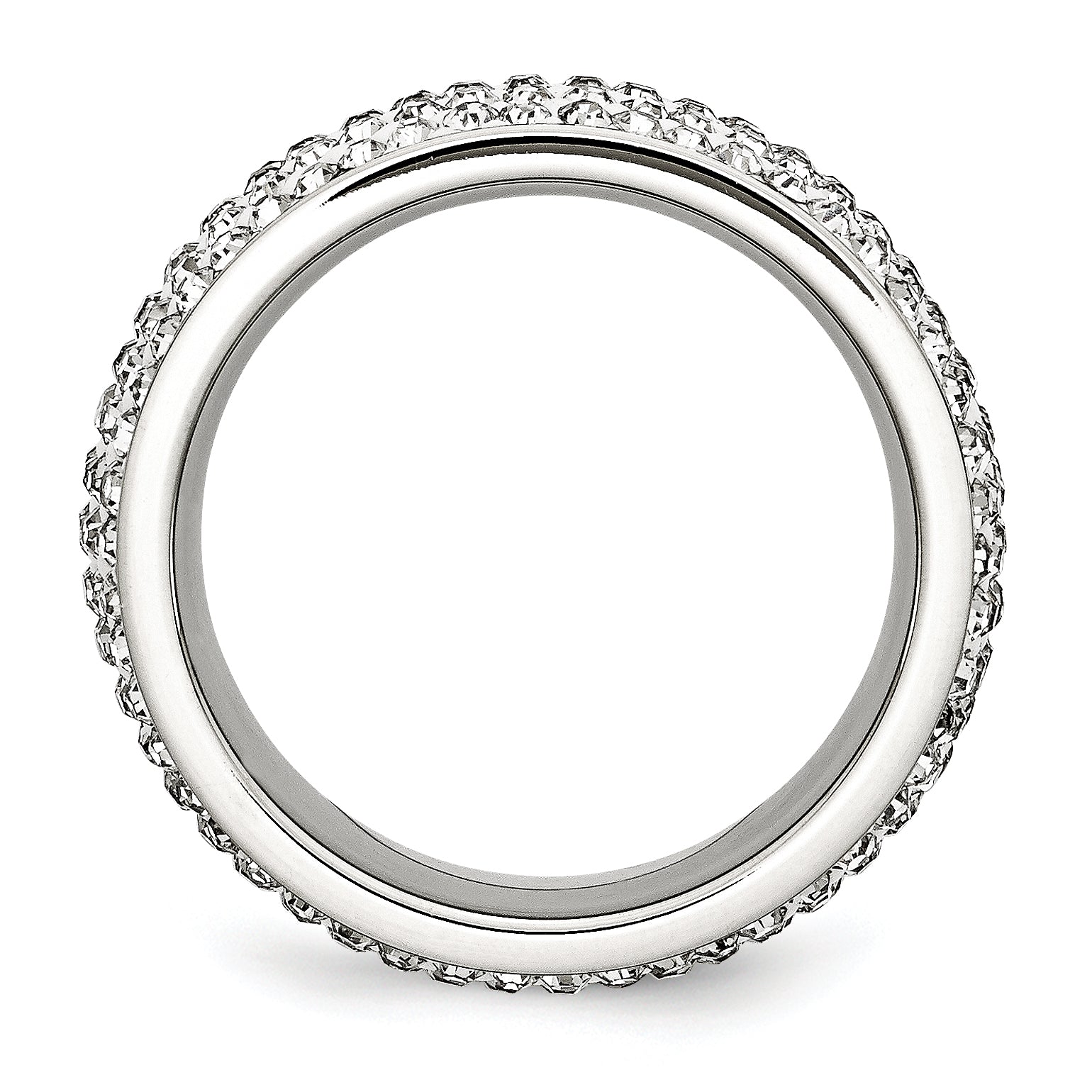 Stainless Steel Polished with Crystal 9mm Band Secondary image