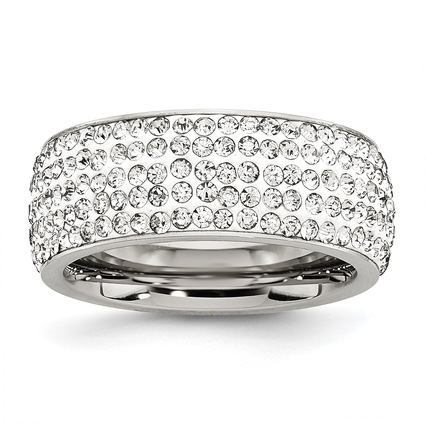 Stainless Steel Polished with Crystal 9mm Band Main image