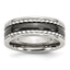 Stainless Steel with Sawtooth Accent & Black Ceramic Center Band