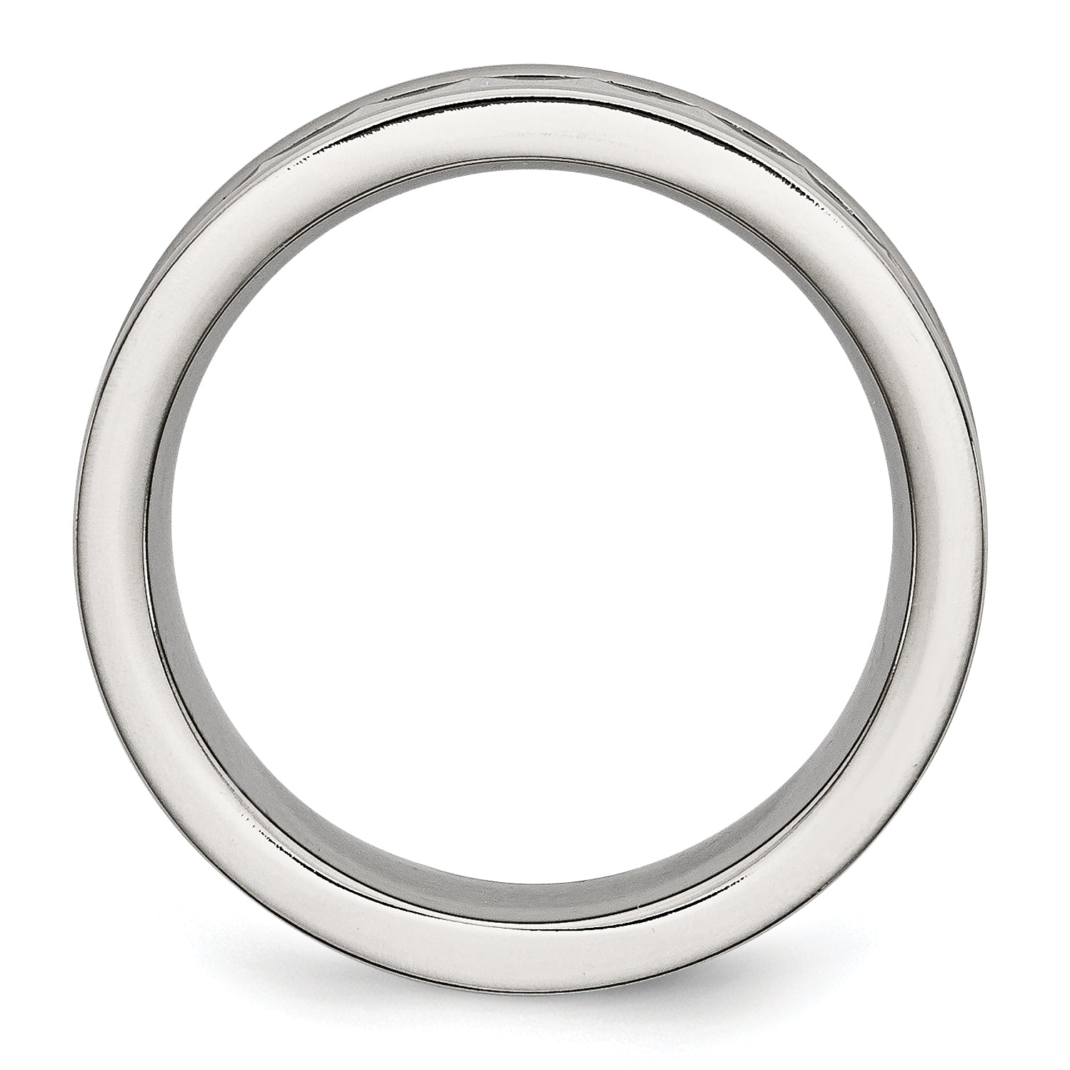 Stainless Steel WithSawtooth Accent/Black Ceramic Center Faceted Band Secondary image