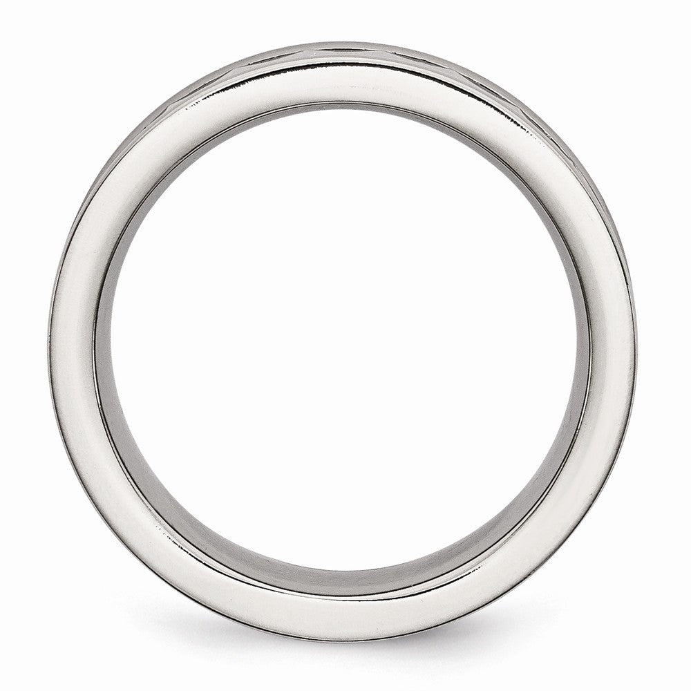 Stainless Steel Band with Black Ceramic Sawtooth Accent, Polished & Engravable Secondary image