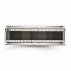 Stainless Steel Band with Black Ceramic Sawtooth Accent, Polished & Engravable