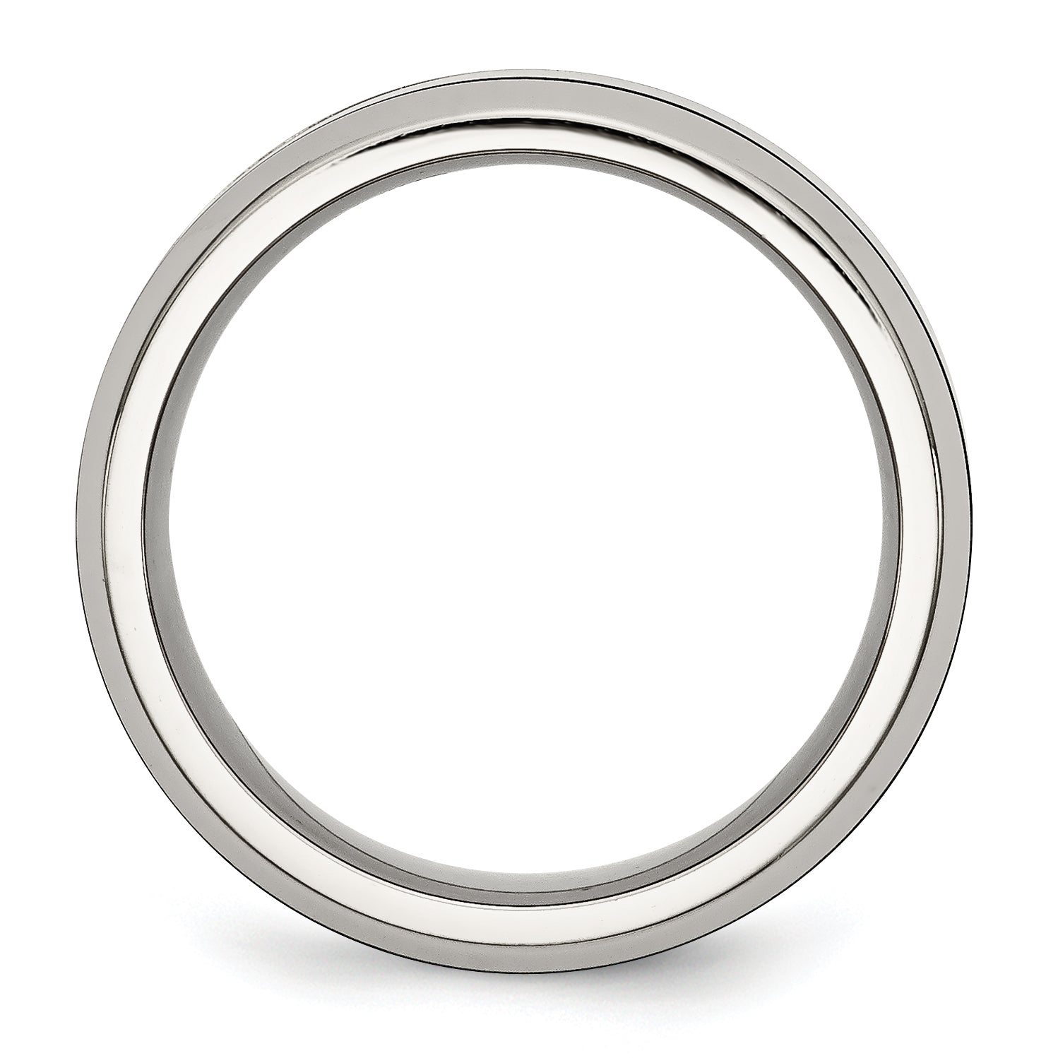 Beveled Wedding Band in Stainless Steel & Black Ceramic Secondary image