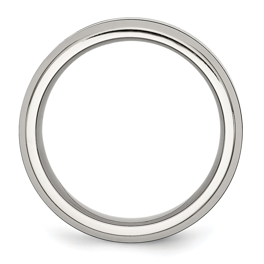 Beveled Wedding Band in Stainless Steel & Black Ceramic