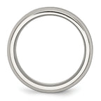 Beveled Wedding Band in Stainless Steel & Black Ceramic