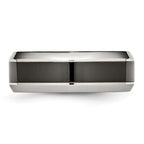 Beveled Wedding Band in Stainless Steel & Black Ceramic