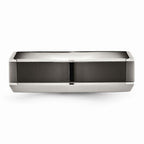Sophia Jewelers Stainless Steel and Black Ceramic Engravable Band Sleek Modern Design