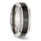 Beveled Wedding Band in Stainless Steel & Black Ceramic