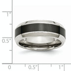 Beveled Wedding Band in Stainless Steel & Black Ceramic