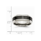 Stainless Steel Base w/Polished Black Ceramic Center Beveled Band
