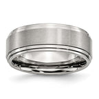Ridged Edge Comfort-Fit Wedding Band in Stainless Steel, 8mm
