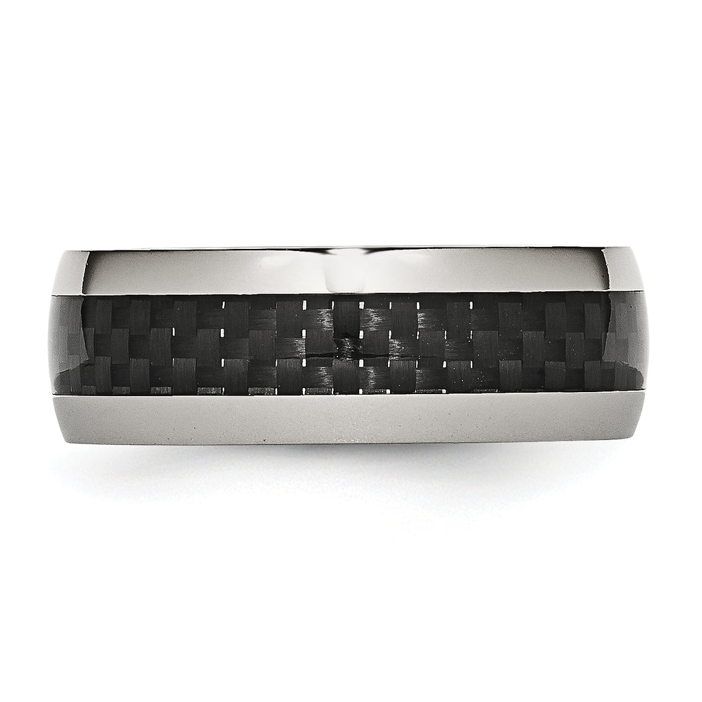 Carbon Fiber Inlay Wedding Band in Stainless Steel, 8mm