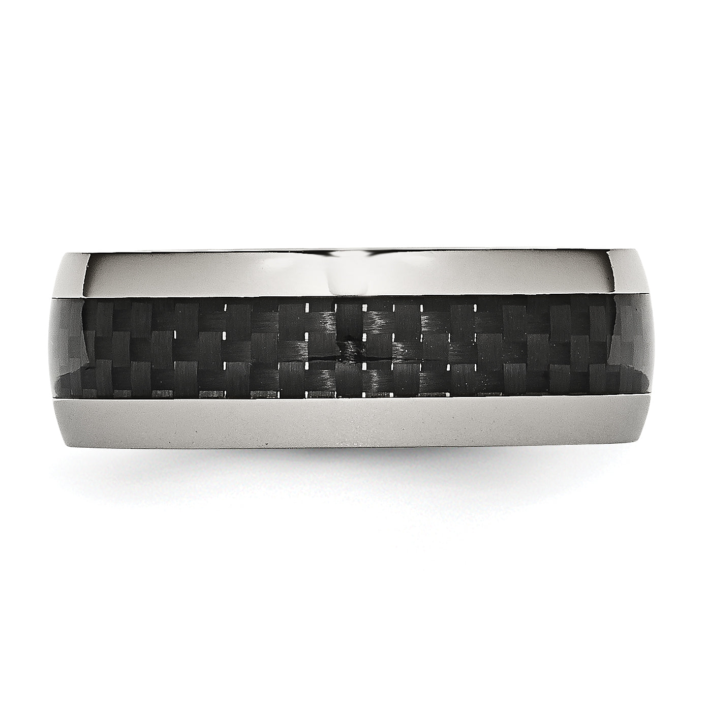 Carbon Fiber Inlay Wedding Band in Stainless Steel, 8mm