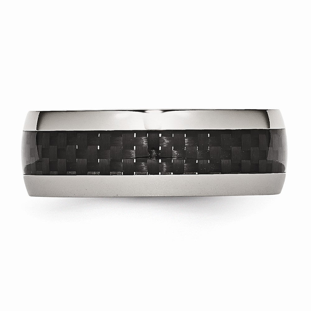 Carbon Fiber Inlay Wedding Band in Stainless Steel, 8mm