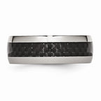 Carbon Fiber Inlay Wedding Band in Stainless Steel, 8mm