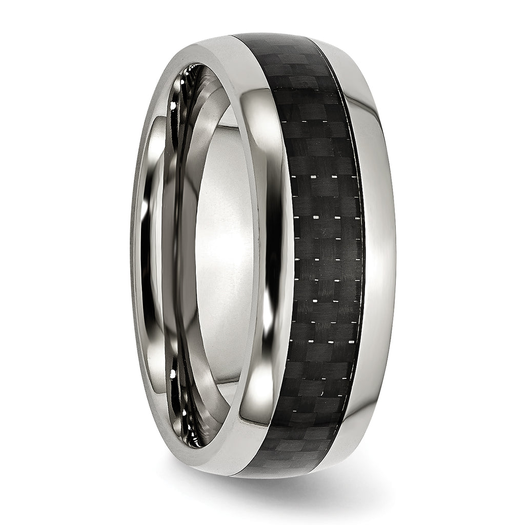 Carbon Fiber Inlay Wedding Band in Stainless Steel, 8mm