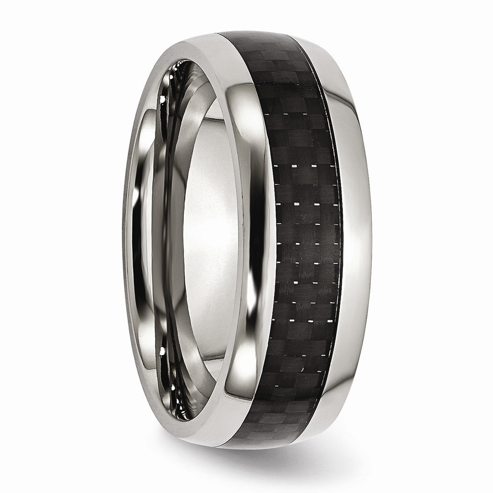 Carbon Fiber Inlay Wedding Band in Stainless Steel, 8mm