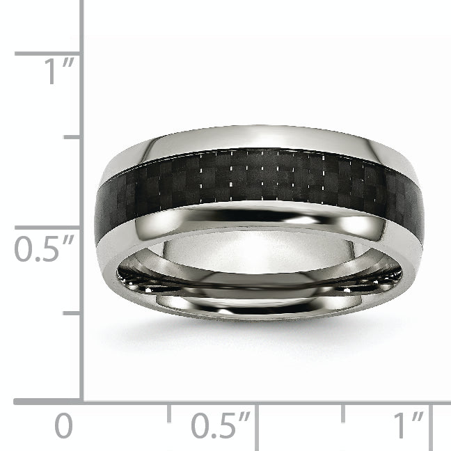 Carbon Fiber Inlay Wedding Band in Stainless Steel, 8mm