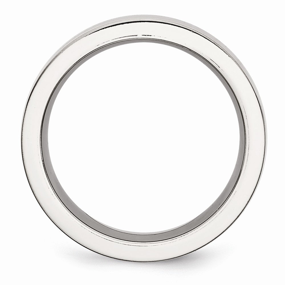 Black Ceramic Center Wedding Band in Stainless Steel, 8mm