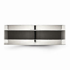 Black Ceramic Center Wedding Band in Stainless Steel, 8mm