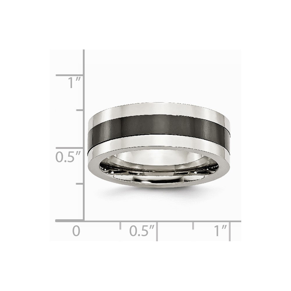 Stainless Steel Base with Polished Black Ceramic Center Band